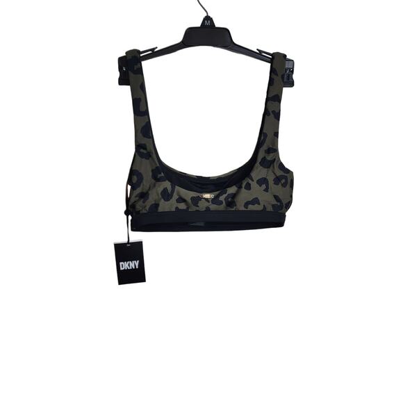DKNY Green Leopard Square Neck Bikini Swim Top, NWT, Small - Picture 3 of 5